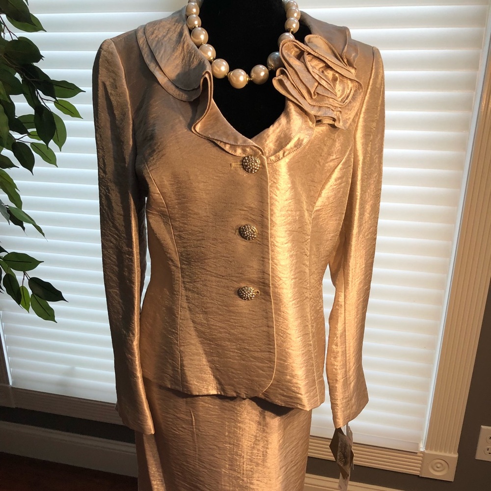 Gold Kasper two-piece suit